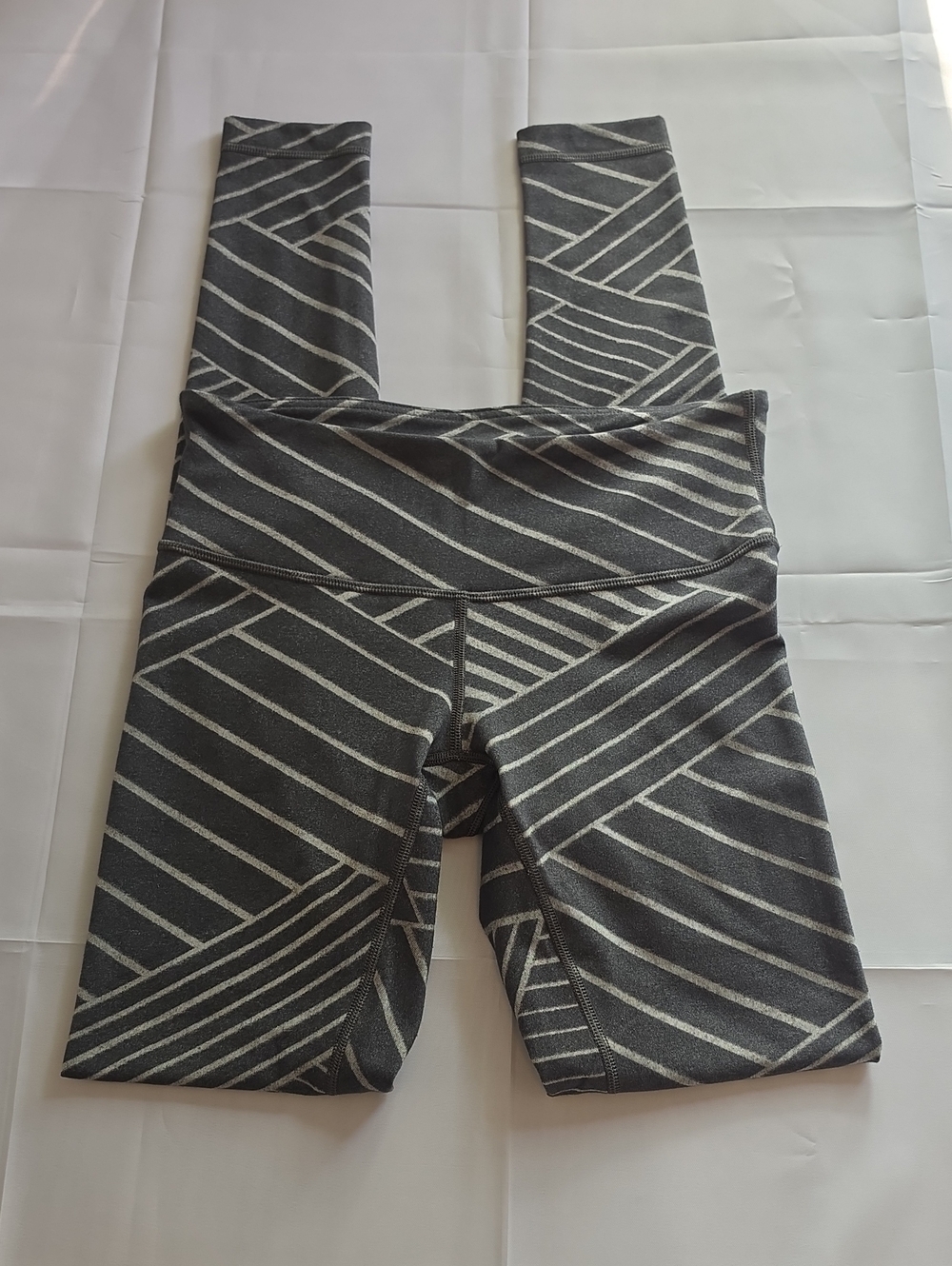 lululemon athletica Gray Striped High-Waist Leggings